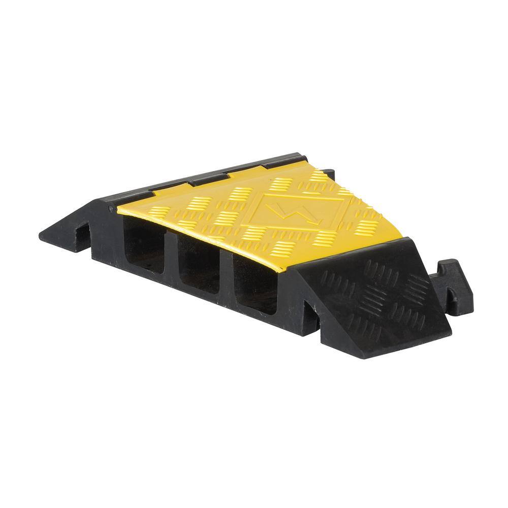 Rubber Cable Protector Ramp 2/3 Channel 45° Right/Left Turn Vehicle Yellow Lid 