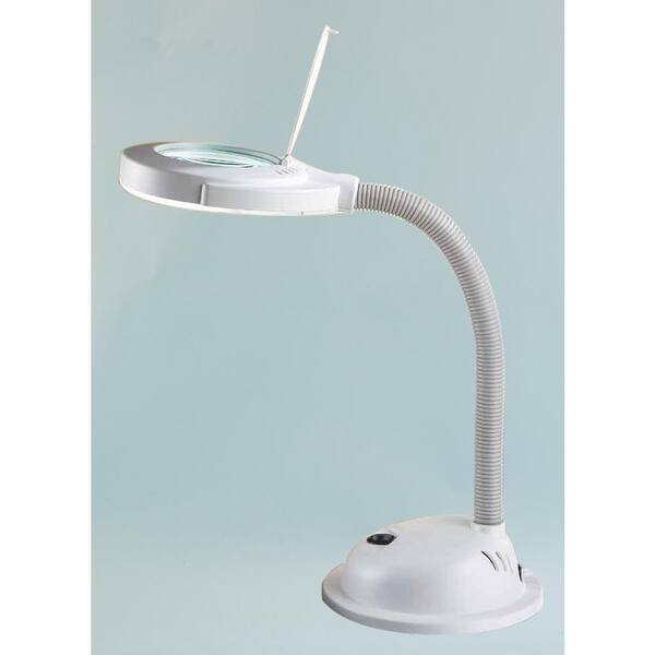 Normande Lighting 18 in. White Magnifier Desk Lamp
