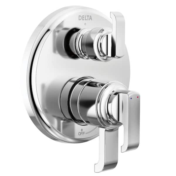 Delta Tetra 2-Handle Wall-Mount Valve Trim Kit 3-Setting Int. Div. in Lumicoat Chrome (Valve Not Included)
