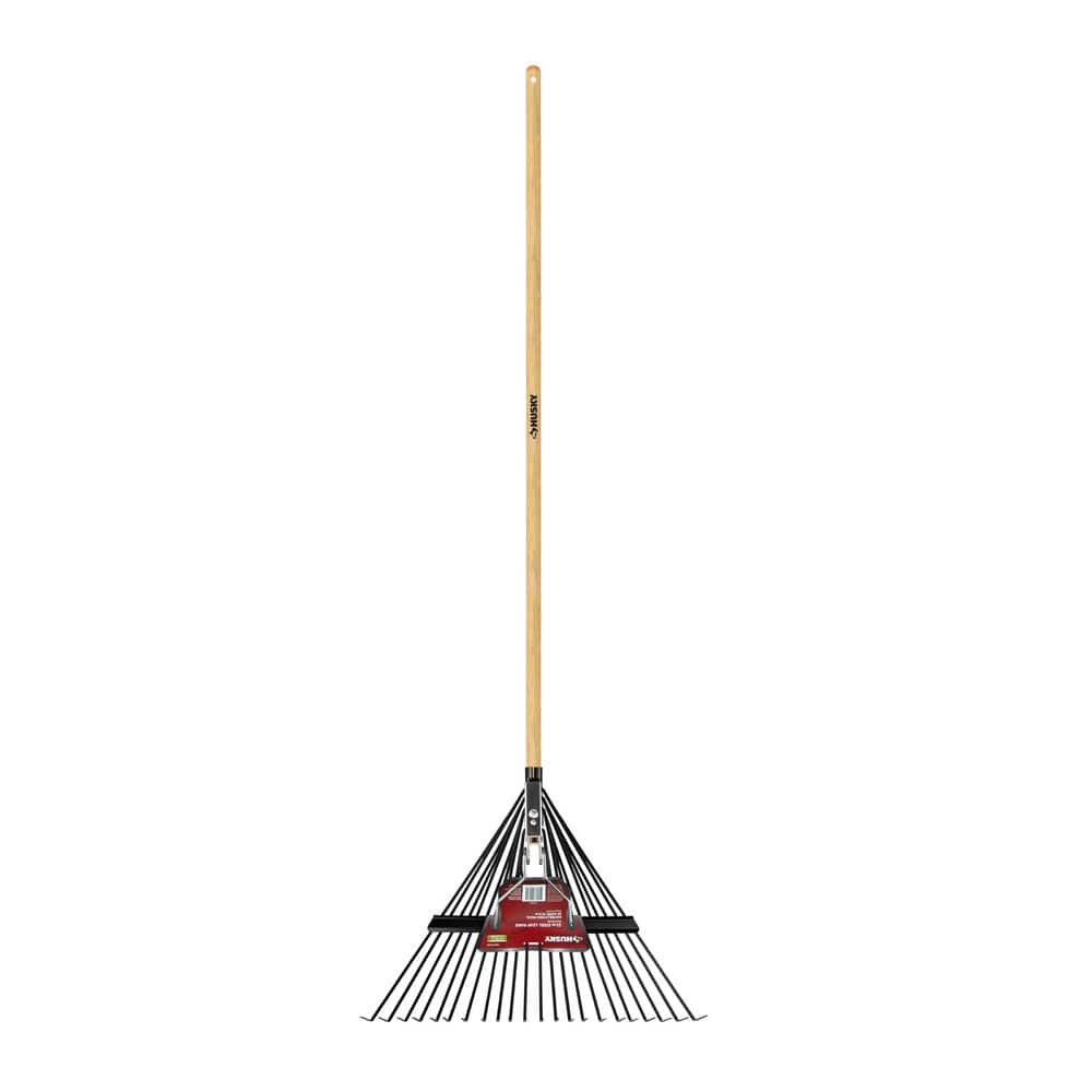 Husky 53 in. Long Wood Handle 22 in. Steel Leaf Rake 77844-950