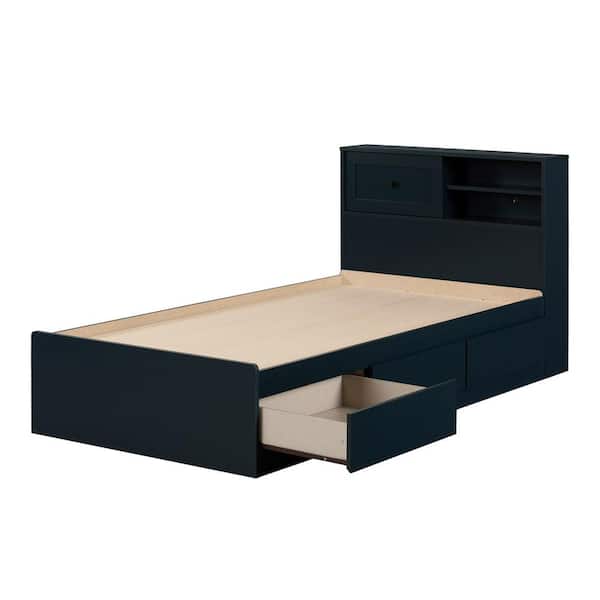 South Shore Hazen Blue Particle Board Frame Twin Panel Bed with Headboard