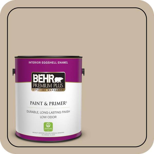 BEHR PREMIUM PLUS 1 gal. #QE-28 Ranch Tan Eggshell Enamel Low Odor Interior Paint & Primer