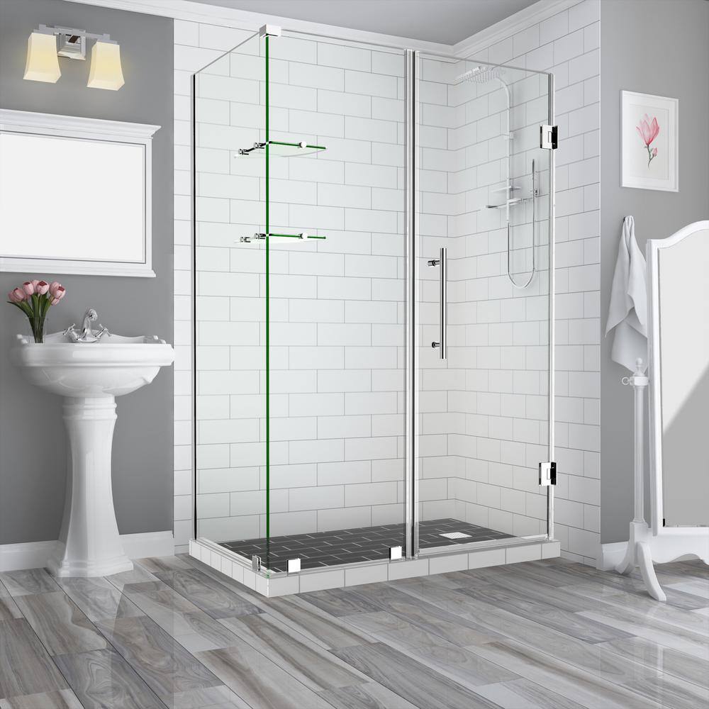 Bromley GS 63.25 to 64.25 x 32.375 x 72 in. Frameless Corner Hinged Shower Enclosure with Glass Shelves in Chrome price history on PriceWatchPro