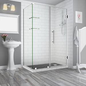 Bromley GS 75.25 to 76.25 x 38.375 x 72 in Frameless Corner Hinged Shower Enclosure w/ Glass Shelves in Chrome