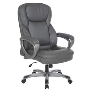 Work Smart Executive Bonded Leather Office Chair In Charcoal with Titanium Coated Nylon Base