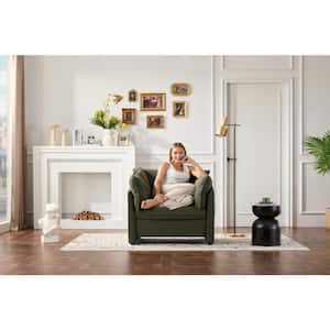 Myralynn Green Modern Upholstered Chenille Oversized Armchair with Tufting, Wood Frame