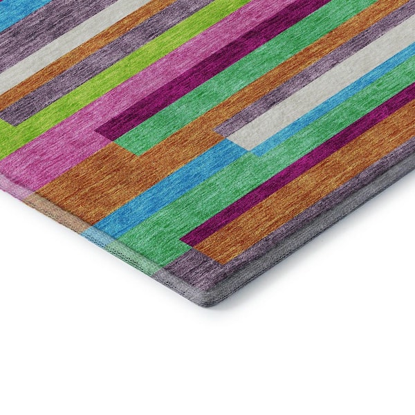 Mayfield Premium Machine Washable Abstract AMF956 Lavender 2 ft. 3 in. x 7 ft. 6 in. Runner Rug