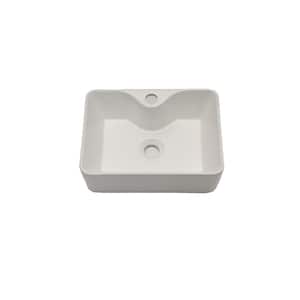 16 in. x 12 in. White Porcelain Rectangular Vessel Sink