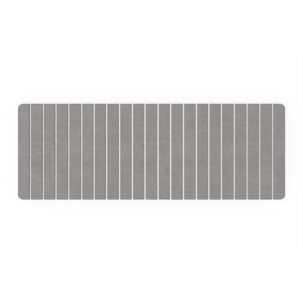 58 in. x 21 in. Quick Dry Extra Large Slatted Gray Rectangle Diatomite Bath Mat