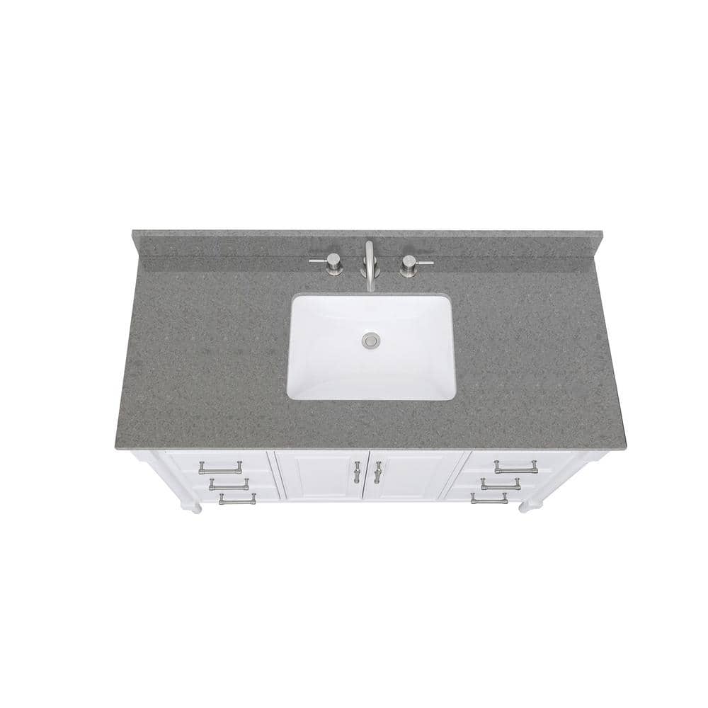 49'' Gray Quartz Single Bathroom Vanity Top with Sink