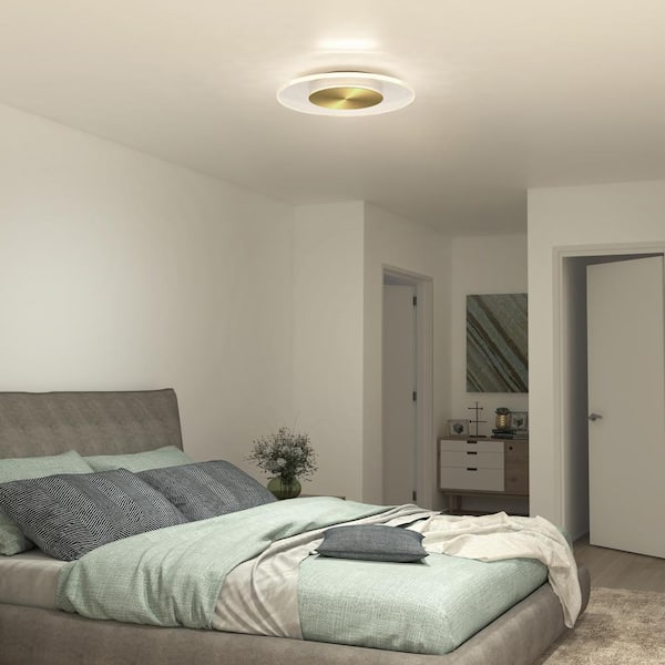 Artika Essence Disk 13 in. 1-Light Modern Gold Integrated LED Flush Mount Ceiling Light Fixture for Kitchen or Bedroom