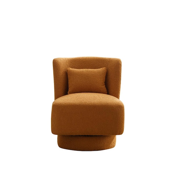 Unbranded 23.6 in. W Camel Boucle Swivel Accent Chair for Bedroom Living Room Lounge Hotel Office