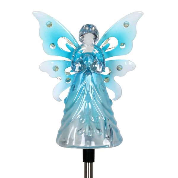 Exhart Solar Angel 2.82 ft. Teal Plastic Garden Stake