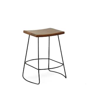 Reece 24 in. Black and Chestnut Bar Stool (Set of 2)