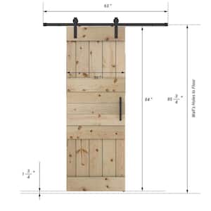 Mid Lite Series 30 in. x 84 in. Fully Set Up Unfinished Pine Wood Sliding Barn Door With Hardware Kit