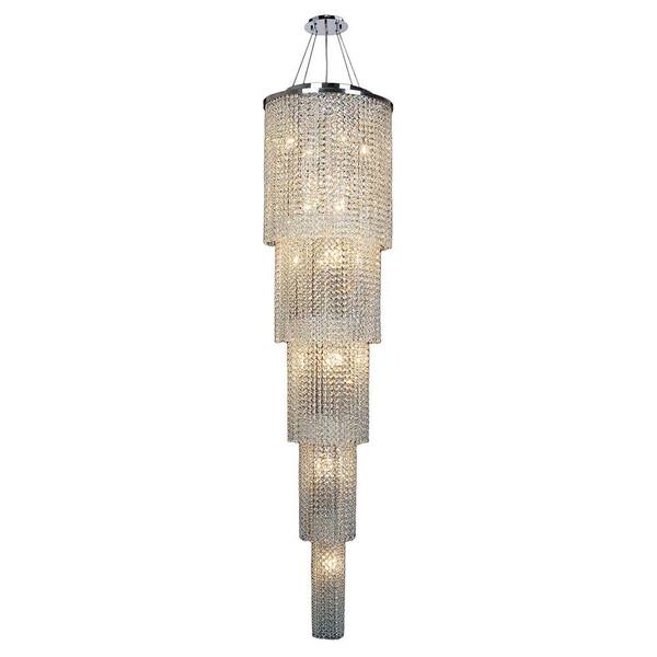 Worldwide Lighting Prism Collection 19-Light Polished Chrome and Crystal 5-Tier Chandelier