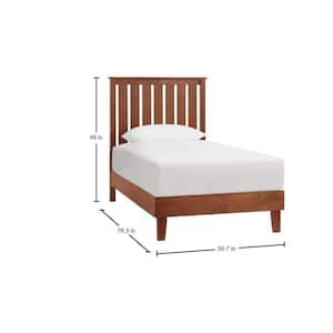 Gatestone Twin Walnut Brown Wood Bed with Vertical Slats (40 in. W x 48 in. H)