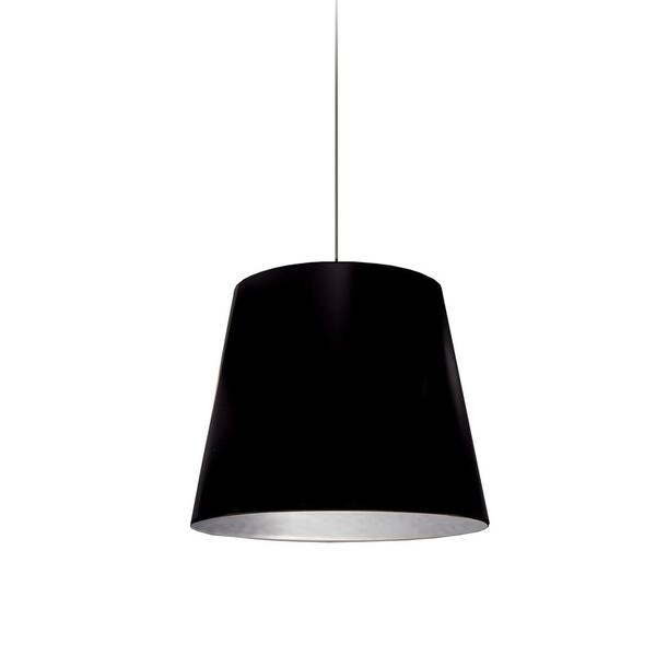 Dainolite Oversized Drum 1-Light Polished Chrome Pendant with Fabric Shade