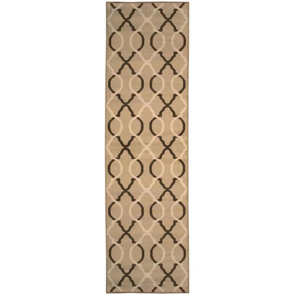 SUPERIOR Cadena Beige 2 ft. 7 in. x 8 ft. Modern Trellis Polypropylene Runner Rug