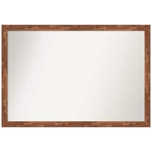Fresco Light Pecan 38.5 in. x 26.5 in. Non-Beveled Farmhouse Rectangle Wood Framed Wall Mirror in Brown