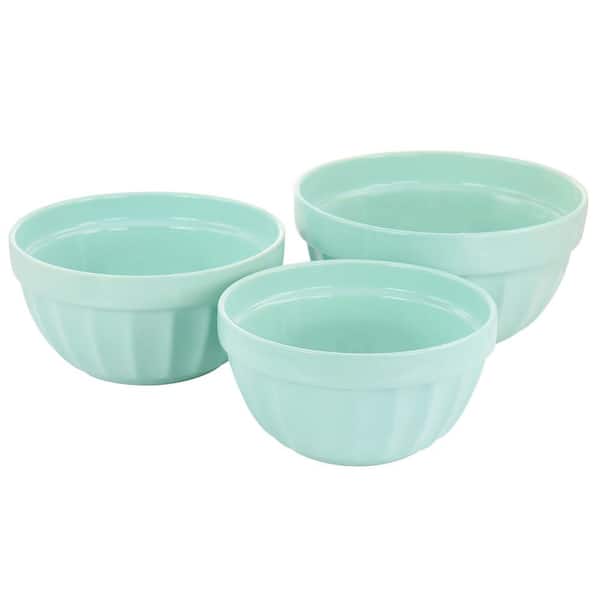 MARTHA STEWART 132 fl. oz. Mint Green Stoneware Bowl Set of 3