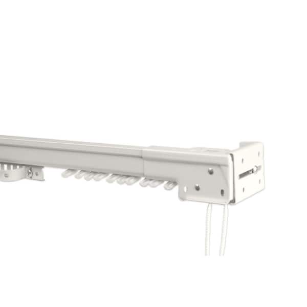 Center Open 1.125 inch diameter Traverse Rod, 84-156 inches-Ivory