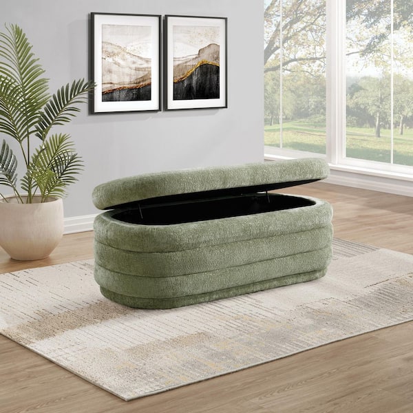 Clifford Spring Green Fabric 48.5 in. Storage Bedroom Bench