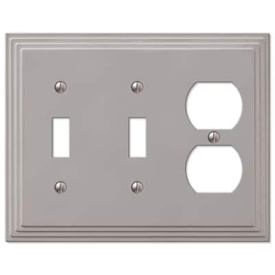 Tiered 3 Gang 2-Toggle and 1-Duplex Metal Wall Plate - Satin Nickel