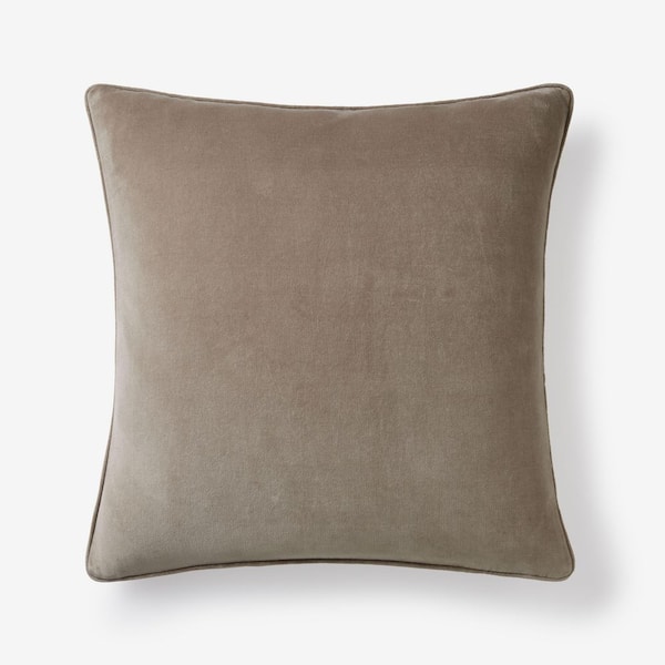 The Company Store Legends Luxury Taupe Velvet 20 in. X  20 in. Throw Pillow Cover