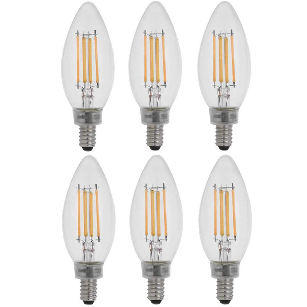 40-Watt Equivalent B11 Dimmable, E12 Candelabra Base, Edison Filament LED Light Bulb in Soft White 2700K (6-Pack) price history on PriceWatchPro