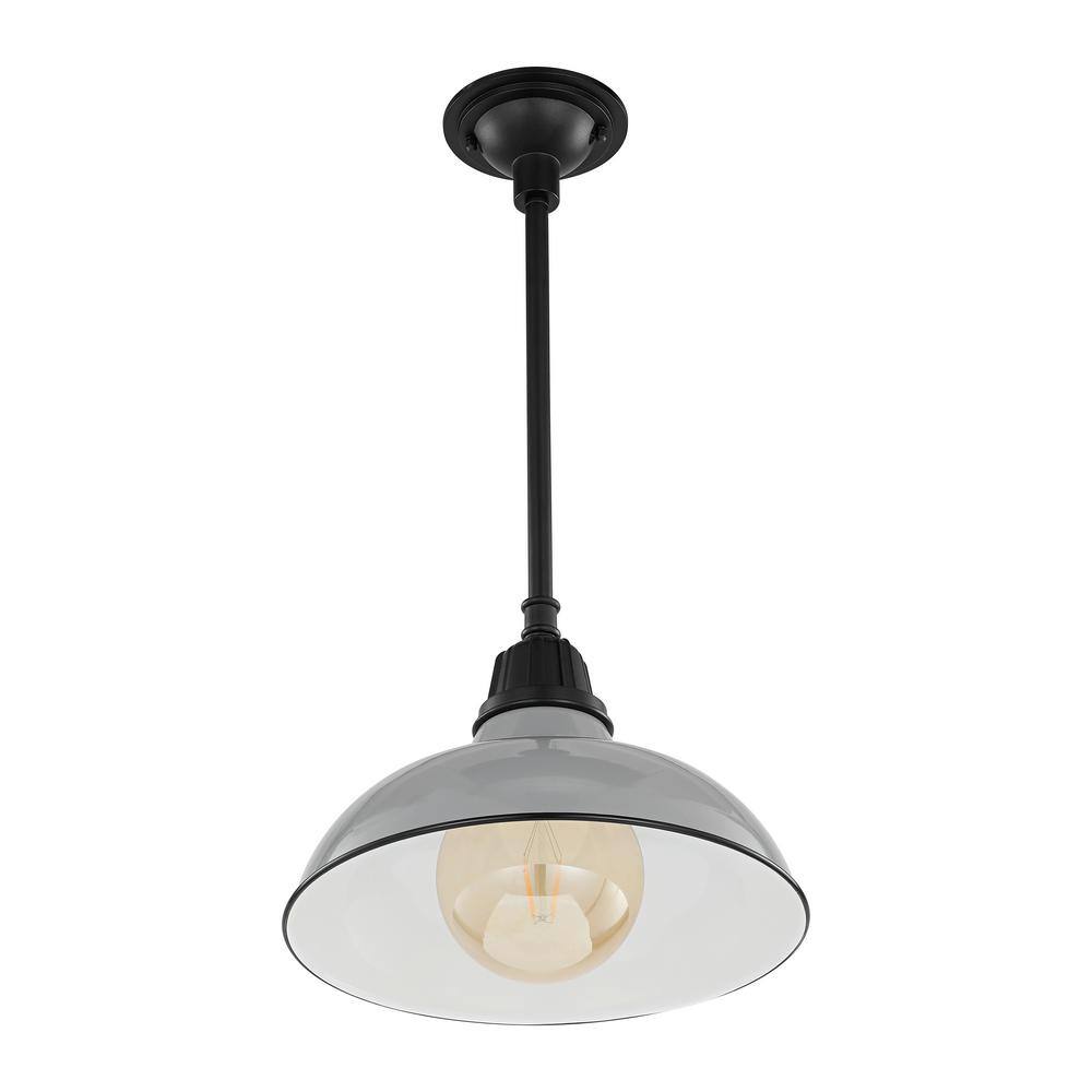 Jasper Vintage Farmhouse 12.25" Gray Iron LED Pendant Light