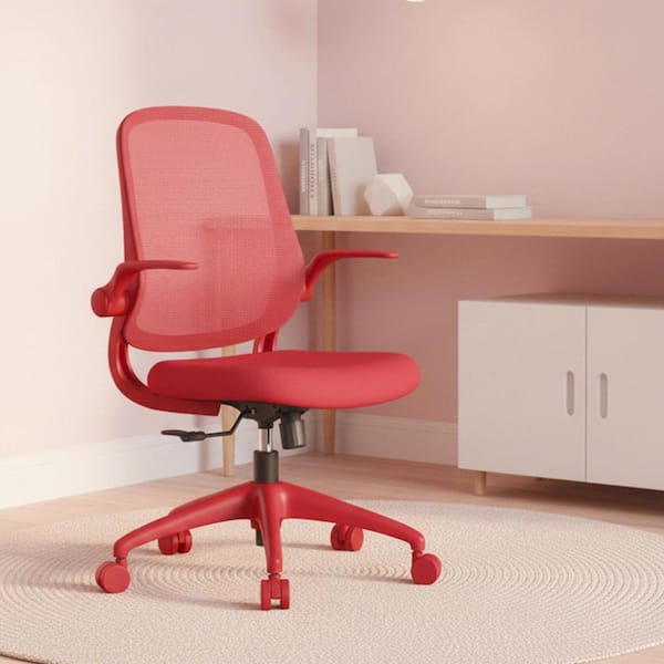 Fabric Adjustable Height Ergonomic Office Chair in Red