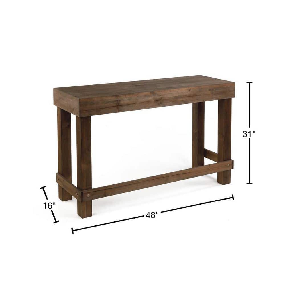 Farmhouse Natural Finish Solid Wood Console Table, 48x16 Inches