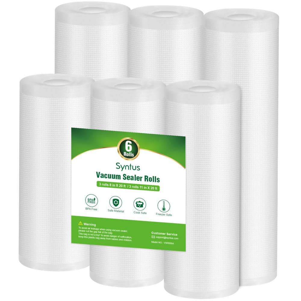 3 Rolls 11 in. x 20 ft. and 3 Rolls 8 in. x 20 ft. Vacuum Sealer Bags, Comm