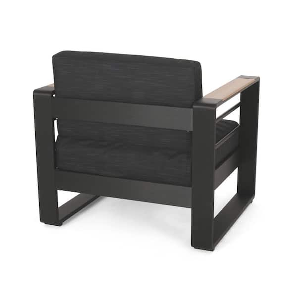 Black Metal Indoor/Outdoor Lounge Chair with Black Non-Porous