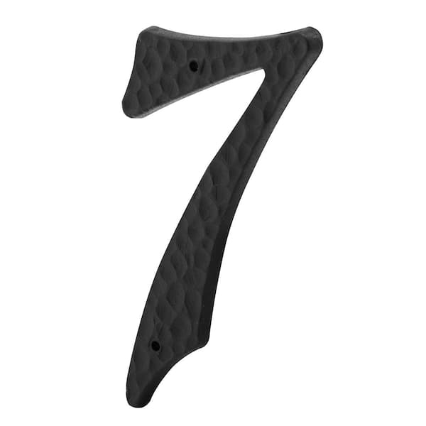 3 in. House Number 7, Plastic, Black with Nails