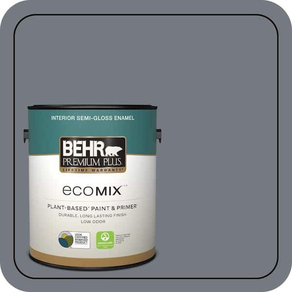 1 gal. #N510-5 Liquid Mercury color Semi-Gloss Enamel EcoMix Plant-Based Interior Paint & Primer