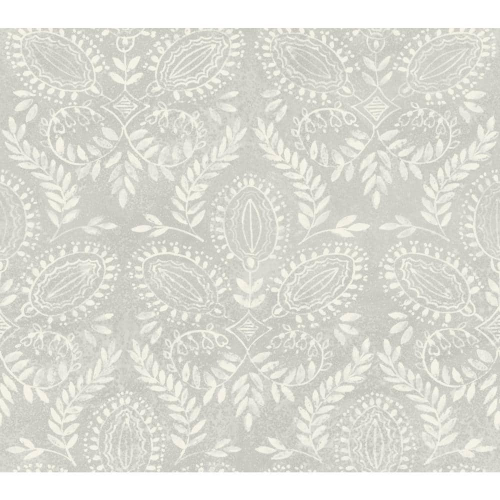 York Wallcoverings 60.75 sq.ft. Gray Laurel Damask Wallpaper BO6734 ...