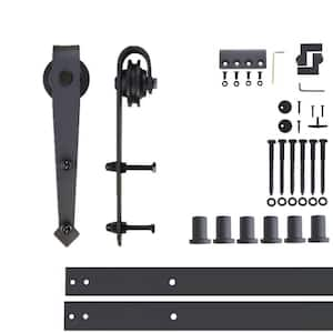 9 ft./108 in. Black Rustic Non-Bypass Sliding Barn Door Hardware Kit Arrow Design Roller for Single Door