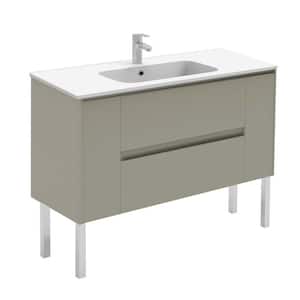 Ambra 120 47.5 in. W x 18.1 in. D x 32.9 in. H Bath Vanity in Matte Sand with Gloss White Ceramic Top