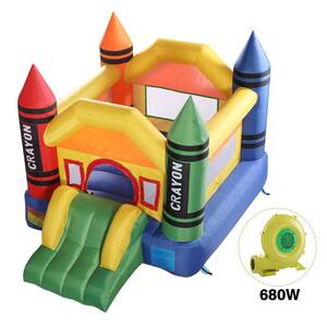Inflatable Bounce House Kids Jump Castle Bouncer with Slide and Air Blower Fan