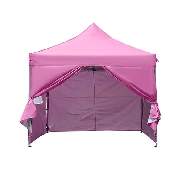 10 ft. x 10 ft. Pink Heavy-Duty Patio Canopy Tent with Carrying Bag