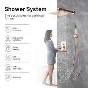 Freedom Single-Handle 1-Spray Square 10 in. Shower Faucet with Handheld in Gold (Valve Included)