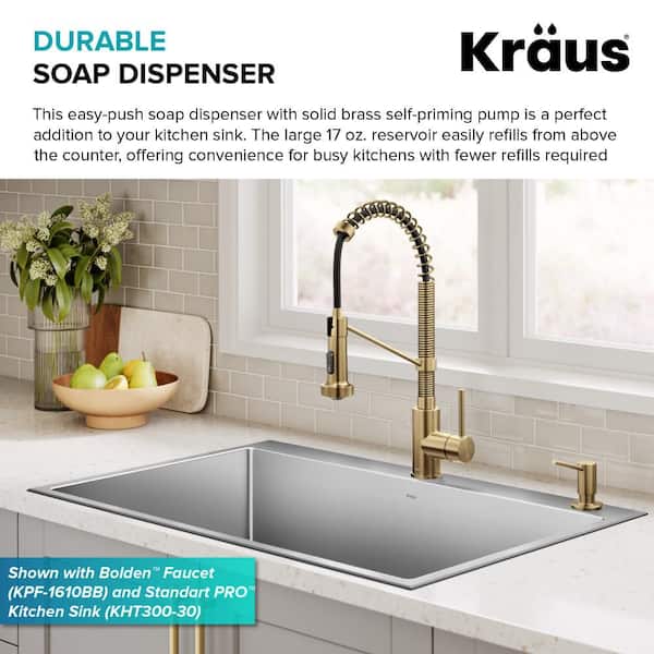 KRAUS Kitchen Spot Free Brushed Brass Soap Dispenser + Lotion