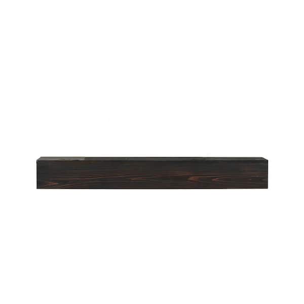 CONGE IMPORT LLC 72 in. W x 9 in. D Black Solid Wood Fireplace Mantel in Living Room, Modern Minimalist, Storage Decorative Wall Shelf