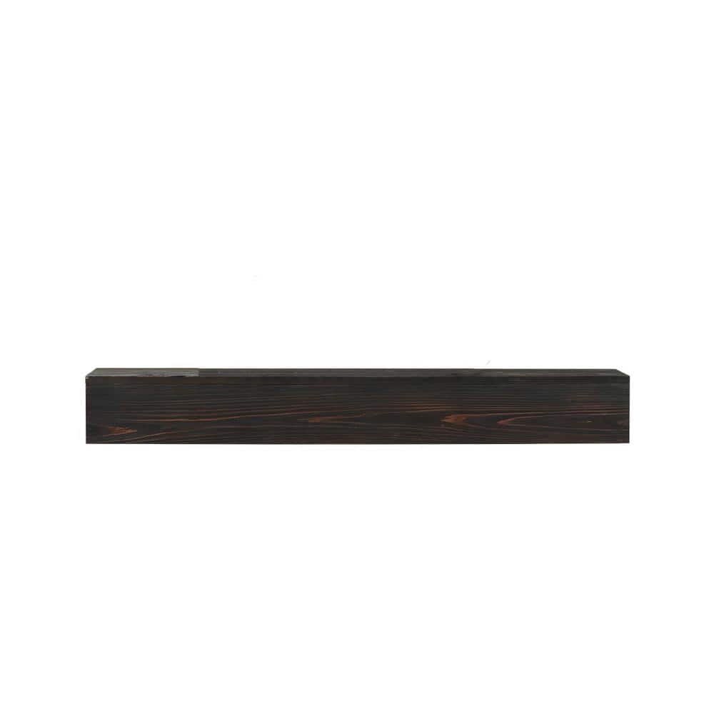 72 in. W x 9 in. D Black Solid Wood Fireplace Mantel in Living Room, Modern