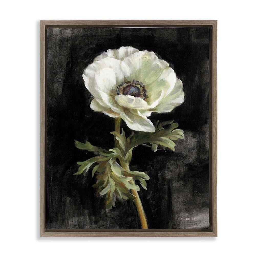 Anemone on Black by Danhui Nai Brown Floater Frame Nature Graphic Art Print 31 in. x 25 in. price history on PriceWatchPro