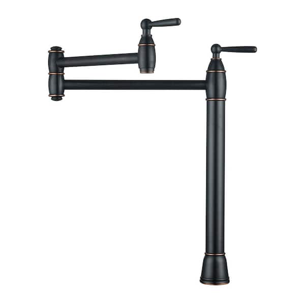 WOWOW Deck Mounted Pot Filler Faucet with Double Handle in Oil Rubbed Bronze
