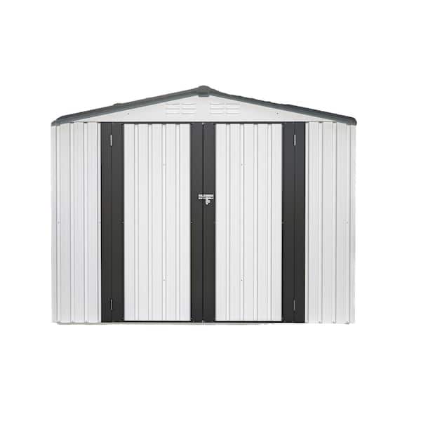 Sudzendf White 8 ft. W x 6 ft. D Metal Shed with 2 Lockable Doors (48 sq. ft.)
