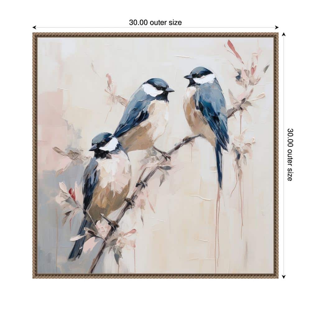Elegant Bird Silhouettes I Canvas Print with Bronze Frame